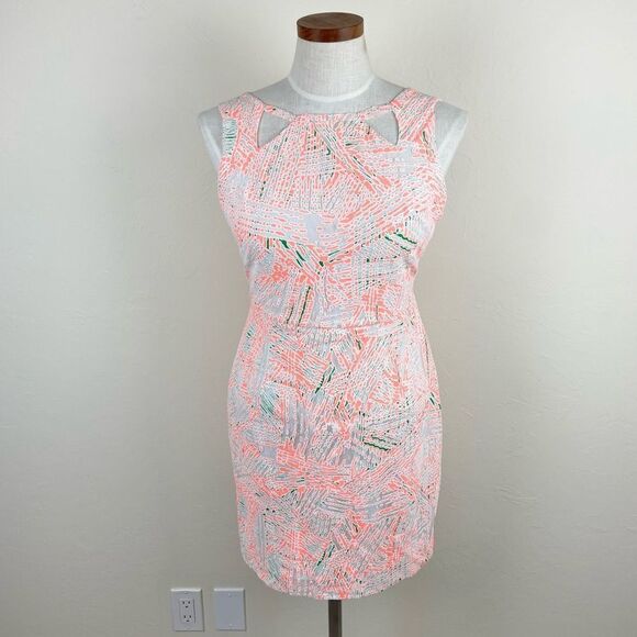 MM Couture Neon Cocktail Sheath Dress - Orange Neon - Picture 1 of 6